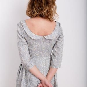 Blue Linen Open Back Dress